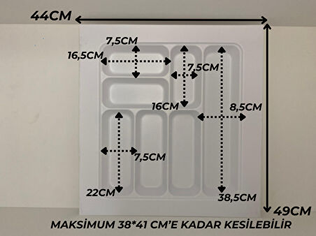 44x49 Cm. Beyaz Kaşıklık Ve Kepçelik 2'li Set (40X41 CM'E KADAR KESİLEBİLİR)