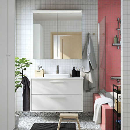 Banyo duvar dolabı, 100x15x95 cm, 2 ayna kapaklı
