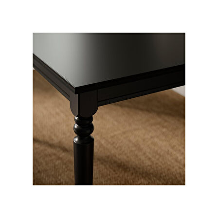 Açılır yemek masası, siyah, 4-6 kişilik, 155/215x87 cm