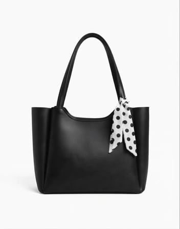 Arvelia Siyah Kadın Fularlı Fermuarlı Shopper El Ve Omuz Çantası  