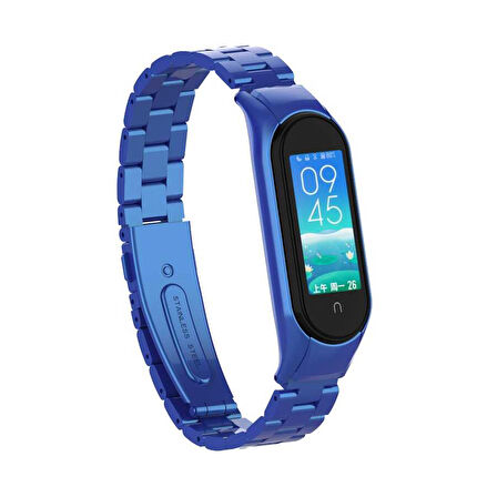 Xiaomi Mi Band 6 ile Uyumlu Bakla İşlemeli Metal Kordon