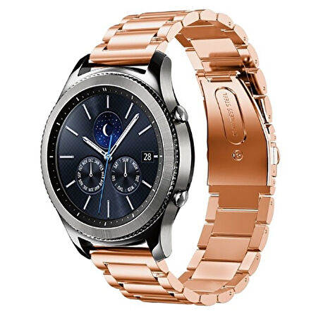 Samsung Gear S2 ile Uyumlu Bakla İşlemeli 20mm Metal Kordon