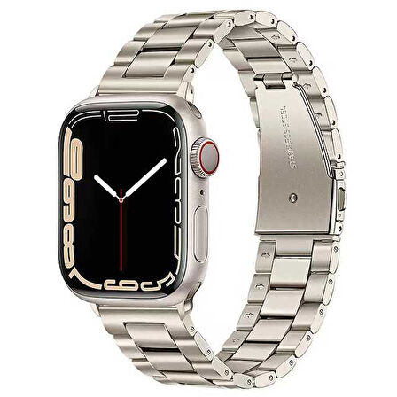 Apple Watch 1/2/3 42mm ile Uyumlu Bakla İşlemeli Metal Kordon