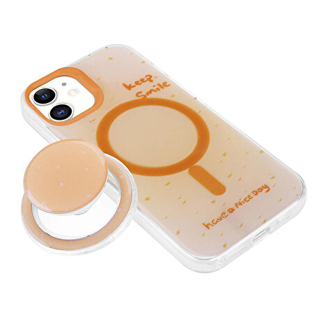 Apple iPhone 11 ile Uyumlu Kılıf Magsafe Şarj Özellikli Tak-Çıkar Pop Soketli Kapak