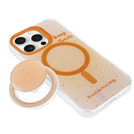 Apple iPhone 15 Pro ile Uyumlu Kılıf Magsafe Şarj Özellikli Tak-Çıkar Pop Soketli Kapak