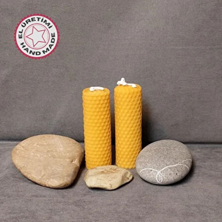 Uretti - Ayşe 7362 - 5571 El Yapımı 2'li Set Doğal Bal Mumu - 4 x 10 cm