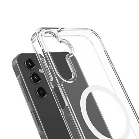 Samsung Galaxy S24 Plus Uyumlu Kılıf Wireless Şarj Özellikli Magsafe Şeffaf Telefon Kılıfı Kapak