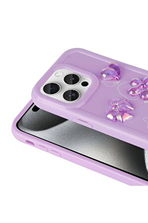Apple iPhone 14 Pro Max Uyumlu Kılıf Renkli Kabartma Figürlü Parlak Telefon Kılıfı Kapak