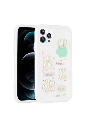 Apple iPhone 13 Pro Uyumlu Kılıf Renkli Kabartma Figürlü Parlak Telefon Kılıfı Kapak