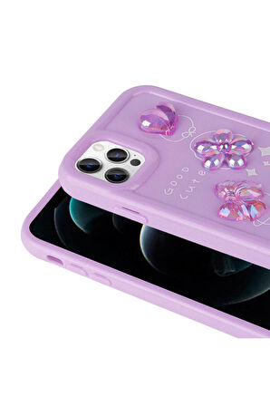 Apple iPhone 12 Pro Uyumlu Kılıf Renkli Kabartma Figürlü Parlak Telefon Kılıfı Kapak