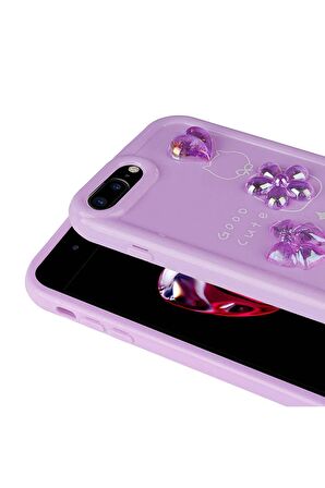 Apple iPhone 8 Plus Uyumlu Kılıf Renkli Kabartma Figürlü Parlak Telefon Kılıfı Kapak