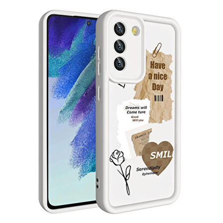 Samsung Galaxy S21 FE ile Uyumlu Kılıf Kamera Korumalı Yüzeyi Baskılı Arka Kapak
