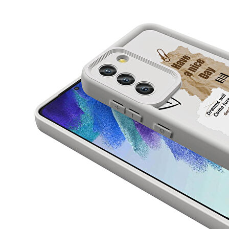 Samsung Galaxy S21 FE ile Uyumlu Kılıf Kamera Korumalı Yüzeyi Baskılı Arka Kapak
