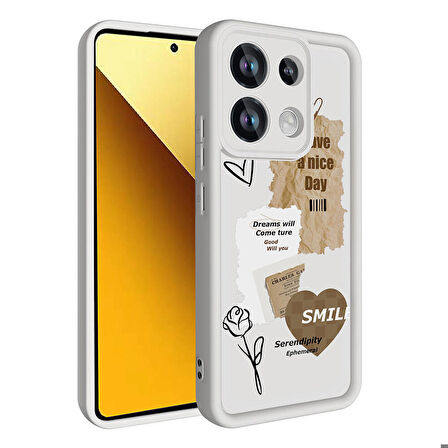 Xiaomi Redmi Note 13 4G ile Uyumlu Kılıf Kamera Korumalı Yüzeyi Baskılı Arka Kapak