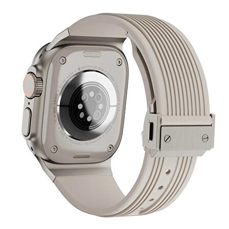 Apple Watch 4/5/6/SE (1.Nesil)/SE 44mm Uyumlu Kordon Spor Görünümlü Silikon Kordon
