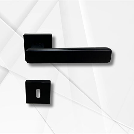 Lusso Siyah Kare Rozetli Oda Kapı Kolu ve 40X23mm Siyah Oda Gömme Kilit Set