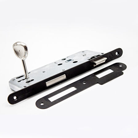 Lusso Siyah Kare Rozetli Oda Kapı Kolu ve 40X23mm Siyah Oda Gömme Kilit Set