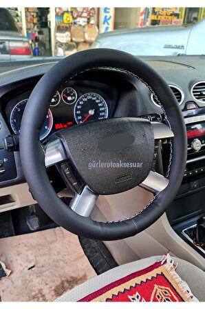 Fort Connect Uyumlu Dikmeli Direksiyon Kılıfı Soft Esnek Kokusuz Gri Ipli ( 38×10.5cm )