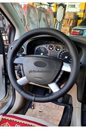 Fort Connect Uyumlu Dikmeli Direksiyon Kılıfı Soft Esnek Kokusuz Gri Ipli ( 38×10.5cm )