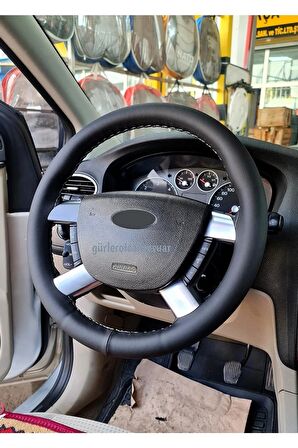 Fort Connect Uyumlu Dikmeli Direksiyon Kılıfı Soft Esnek Kokusuz Gri Ipli ( 38×10.5cm )