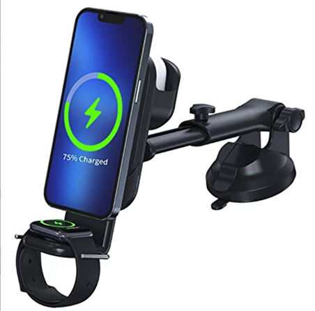 3 Lü araç içi Şarjlı telefon tutucu araba içi şarjlı tutucu telefon saat kulaklık şarjı