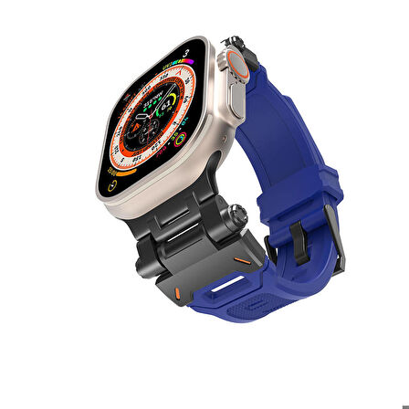 Apple Watch 4/5/6/SE (1.Nesil)/SE 44mm ile Uyumlu Kordon Metal Başlıklı Silikon Kordon