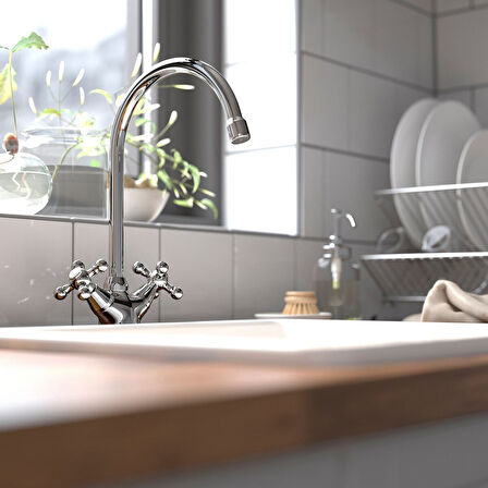 Eviye bataryası, krom kaplama, 30 cm