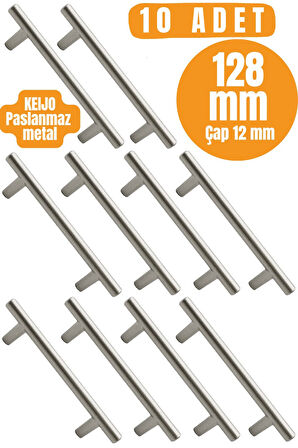 10 ADET Keijo INOX 128mm Paslanmaz Kulp (mobilya, dolap kulbu, kulp modeli)