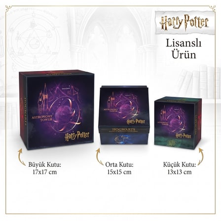 BakGelAl Harry Potter Hogwarts Lisanslı 3’lü Dekoratif Saklama Kutusu Seti – İç İçe Geçebilen Hediye Kutuları- Görekemli Hogwarts Tasarımlı