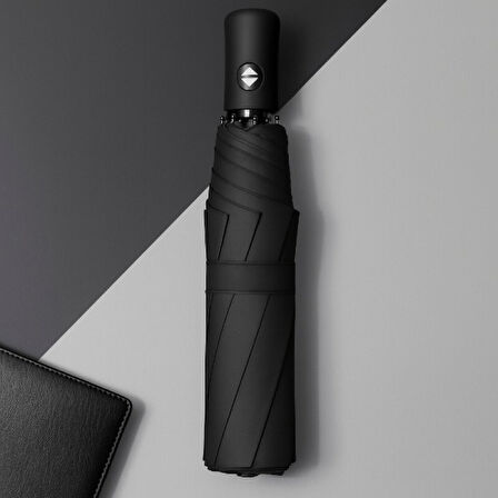 Julianna Siyah Şemsiye Otomatik Açılır & Kapanır Mekanizmalı 58x95 cm-Modern Dayanıklı Tasarım