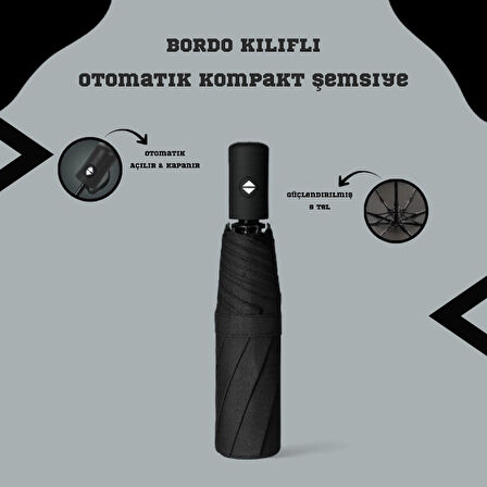 Julianna Siyah Şemsiye Otomatik Açılır & Kapanır Mekanizmalı 58x95 cm-Modern Dayanıklı Tasarım