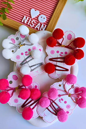 Simli Ponpon Toka Seti (2 Adet Lastik , 2 Adet Çıtçıt Toka)