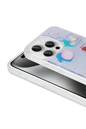 Apple iPhone 15 Pro Uyumlu Kılıf Kabartma Figürlü Parlak Telefon Kılıfı Kapak