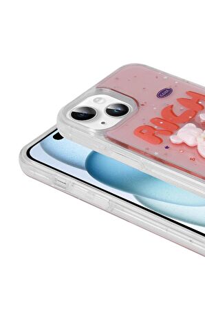 Apple iPhone 14 Uyumlu Kılıf Kabartma Figürlü Parlak Telefon Kılıfı Kapak