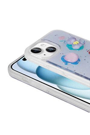 Apple iPhone 13 Uyumlu Kılıf Kabartma Figürlü Parlak Telefon Kılıfı Kapak