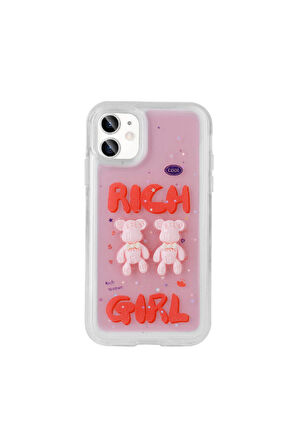 Apple iPhone 11 Uyumlu Kılıf Kabartma Figürlü Parlak Telefon Kılıfı Kapak