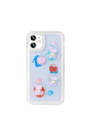 Apple iPhone 11 Uyumlu Kılıf Kabartma Figürlü Parlak Telefon Kılıfı Kapak