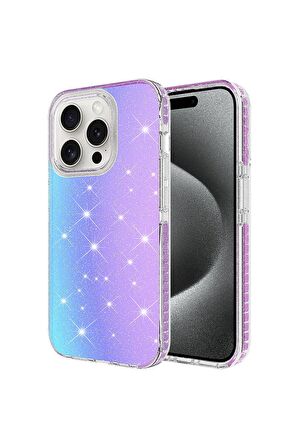 Apple iPhone 15 Pro Max Uyumlu Kılıf Parlak Renk Geçişli Renkli Kenarlı Telefon Kılıfı Kapak