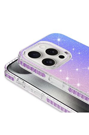 Apple iPhone 15 Pro Uyumlu Kılıf Parlak Renk Geçişli Renkli Kenarlı Telefon Kılıfı Kapak