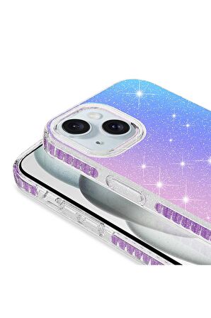 Apple iPhone 15 Plus Uyumlu Kılıf Parlak Renk Geçişli Renkli Kenarlı Telefon Kılıfı Kapak