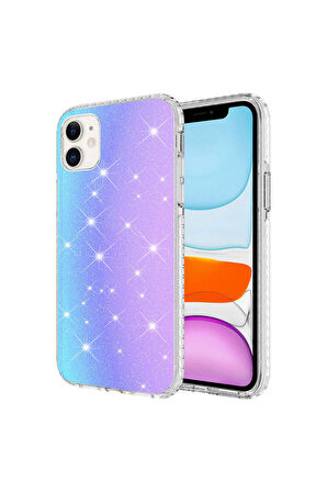Apple iPhone 11 Uyumlu Kılıf Parlak Renk Geçişli Renkli Kenarlı Telefon Kılıfı Kapak