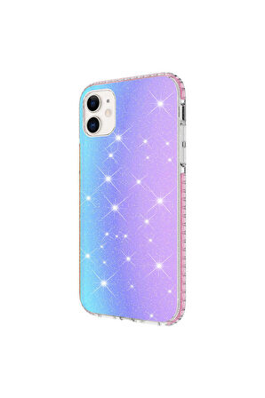 Apple iPhone 11 Uyumlu Kılıf Parlak Renk Geçişli Renkli Kenarlı Telefon Kılıfı Kapak