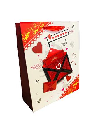 KARTON ÇANTA ZARF MODELİ PEMBE 32CM X 26CM - 1 ADET
