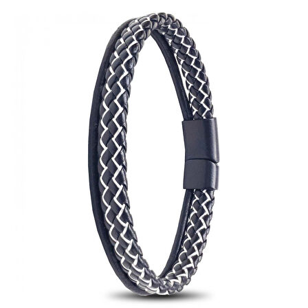   Siyah Beyaz Renk Çoklu Deri Bileklik 31833B5D7 