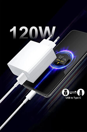 120 Watt Turbo Hızlı Şarj Xiaomi Redmi Samsung Uyumlu Turbo Hızlı Şarj Cihazı 120W Şarz Aleti