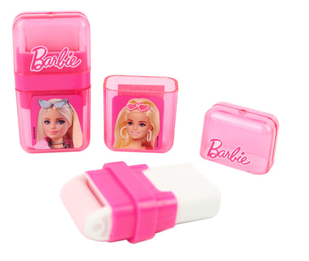 Barbie Lisanslı 2'si 1 Arada Rulolu Silgi ve Silgi Kırıntısı Toplama Rulosu - Pembe Okul Silgisi