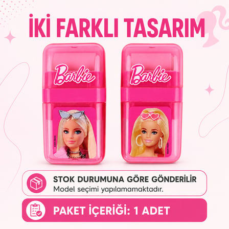 Barbie Lisanslı 2'si 1 Arada Rulolu Silgi ve Silgi Kırıntısı Toplama Rulosu - Pembe Okul Silgisi