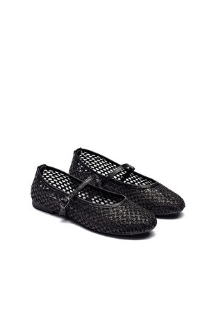 Kadın Hasır Örme Fileli Makosen Espadril Tokalı Babet 9015