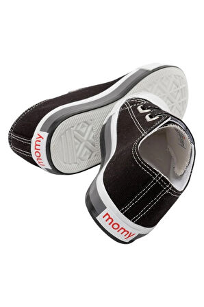 Unisex Çocuk Keten Kısa Convers Modeli Cırtlı Sneaker Spor Ayakkabı (26-30) SİYAH