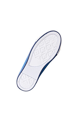 Unisex Çocuk Keten Kısa Convers Modeli Cırtlı Sneaker Spor Ayakkabı (26-30) BEYAZ - MAVİ